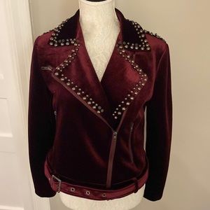 Women’s Faux Velvet Moto Style Jacket